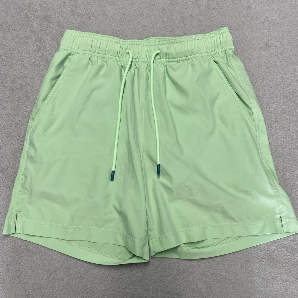 Carribean Swimwear Shorts Mens Small Green Mesh Line Stretch Beach Trunks 6"